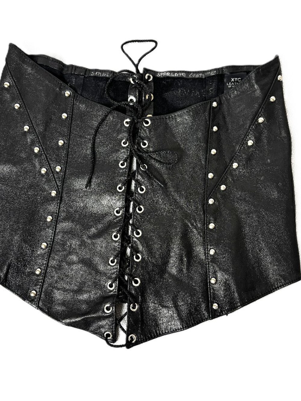 Vtg Y2K XTC Leather Under Bust Waist Cincher Corset Sz Small - Picture 2 of 8